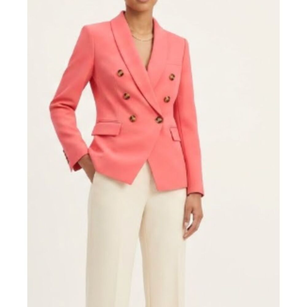 Veronica Beard Oskar Dickey Jacket Melon Pink Coral Double Breasted Blazer Size